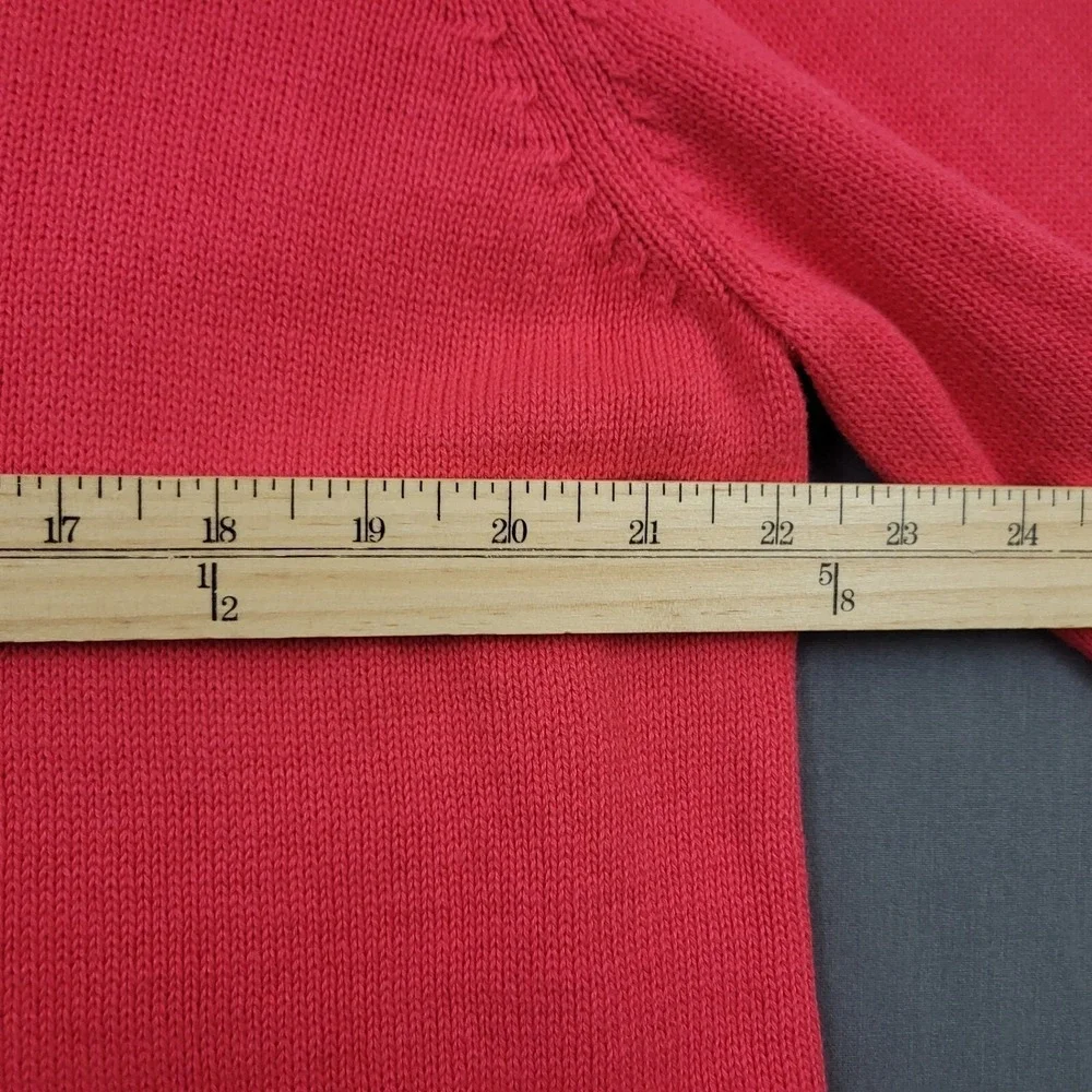Karen Scott Woman 1X Coral Pink 100% Cotton Boat Neck‎ 3/4 Sleeve Button Sweater
